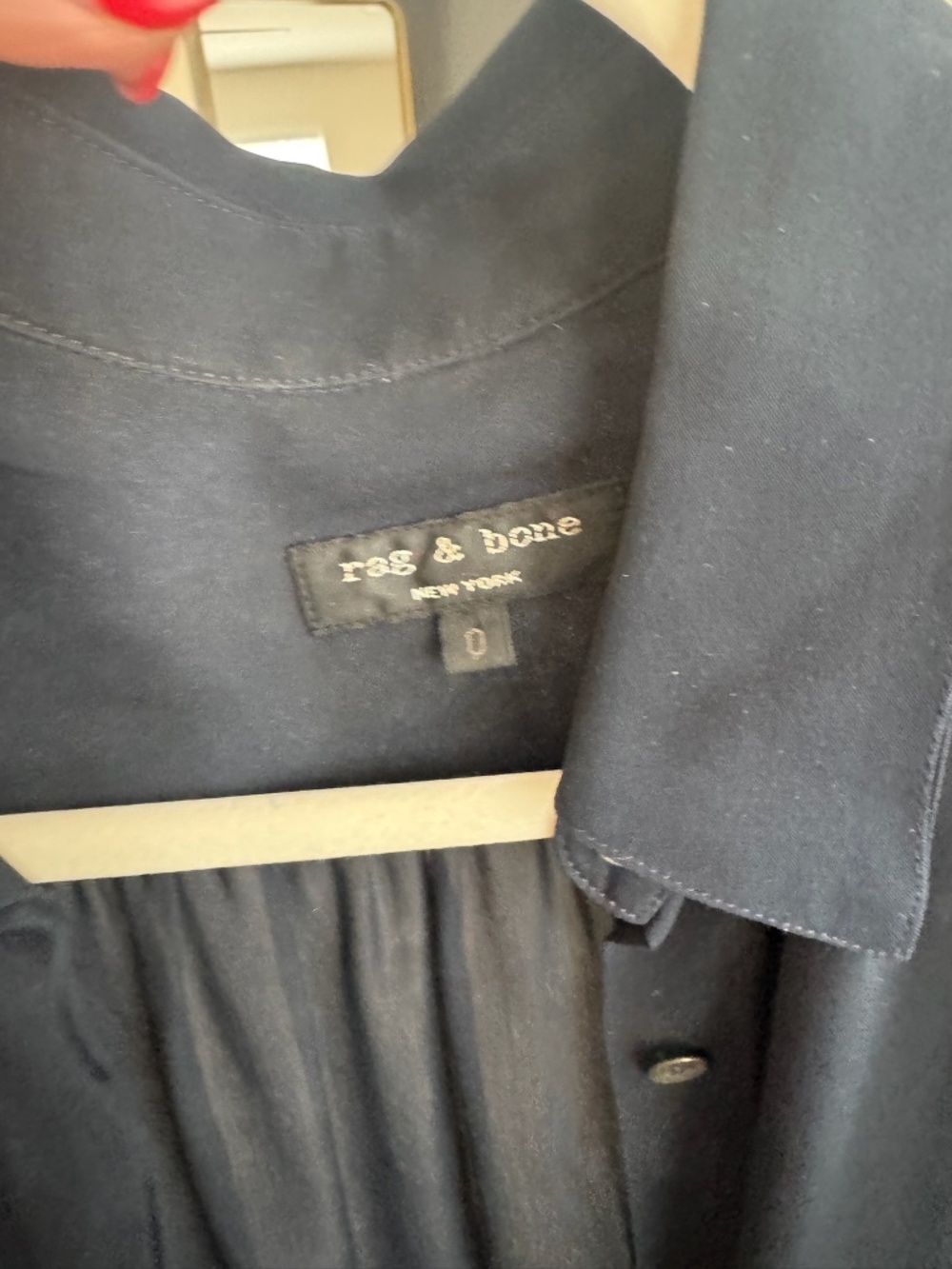 Rag & Bone Navy Blue Sheer Long Sleeve Button Down - Size 0 LIKE NEW - Picture 2 of 3